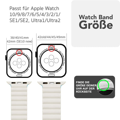 NALIA Core Magnet Armband kompatibel mit Apple Watch Series Ultra/SE/10/9/8/7/6/5/4/3/2/1 – 42/44/45/46/49mm, Atmungsaktives Silikon Loop, Sportarmband mit Rillendesign