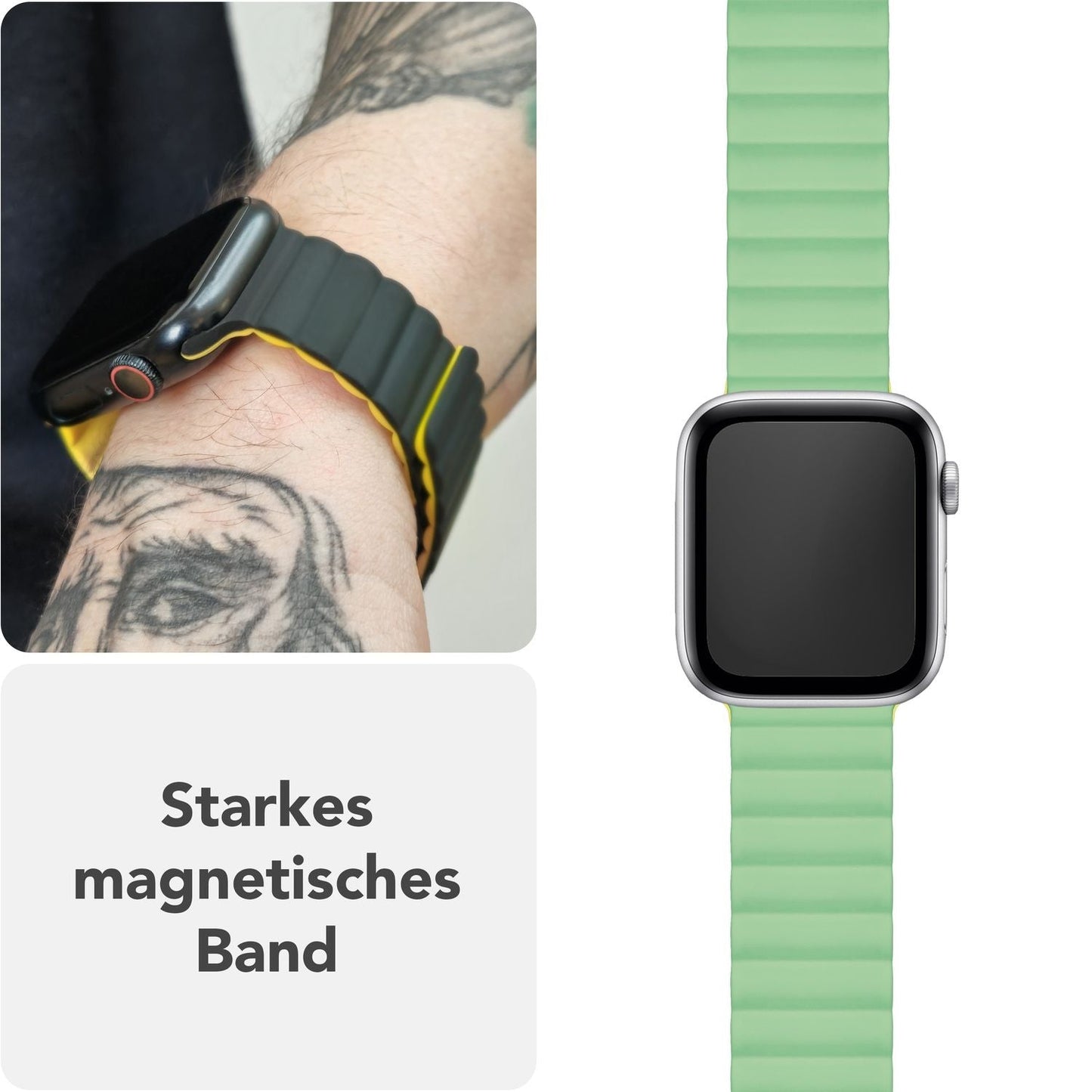 NALIA Core Magnet Armband kompatibel mit Apple Watch Series Ultra/SE/10/9/8/7/6/5/4/3/2/1 – 42/44/45/46/49mm, Atmungsaktives Silikon Loop, Sportarmband mit Rillendesign