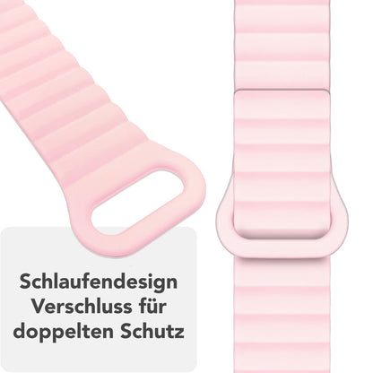 NALIA Core Magnet Armband kompatibel mit Apple Watch Series Ultra/SE/10/9/8/7/6/5/4/3/2/1 – 42/44/45/46/49mm, Atmungsaktives Silikon Loop, Sportarmband mit Rillendesign
