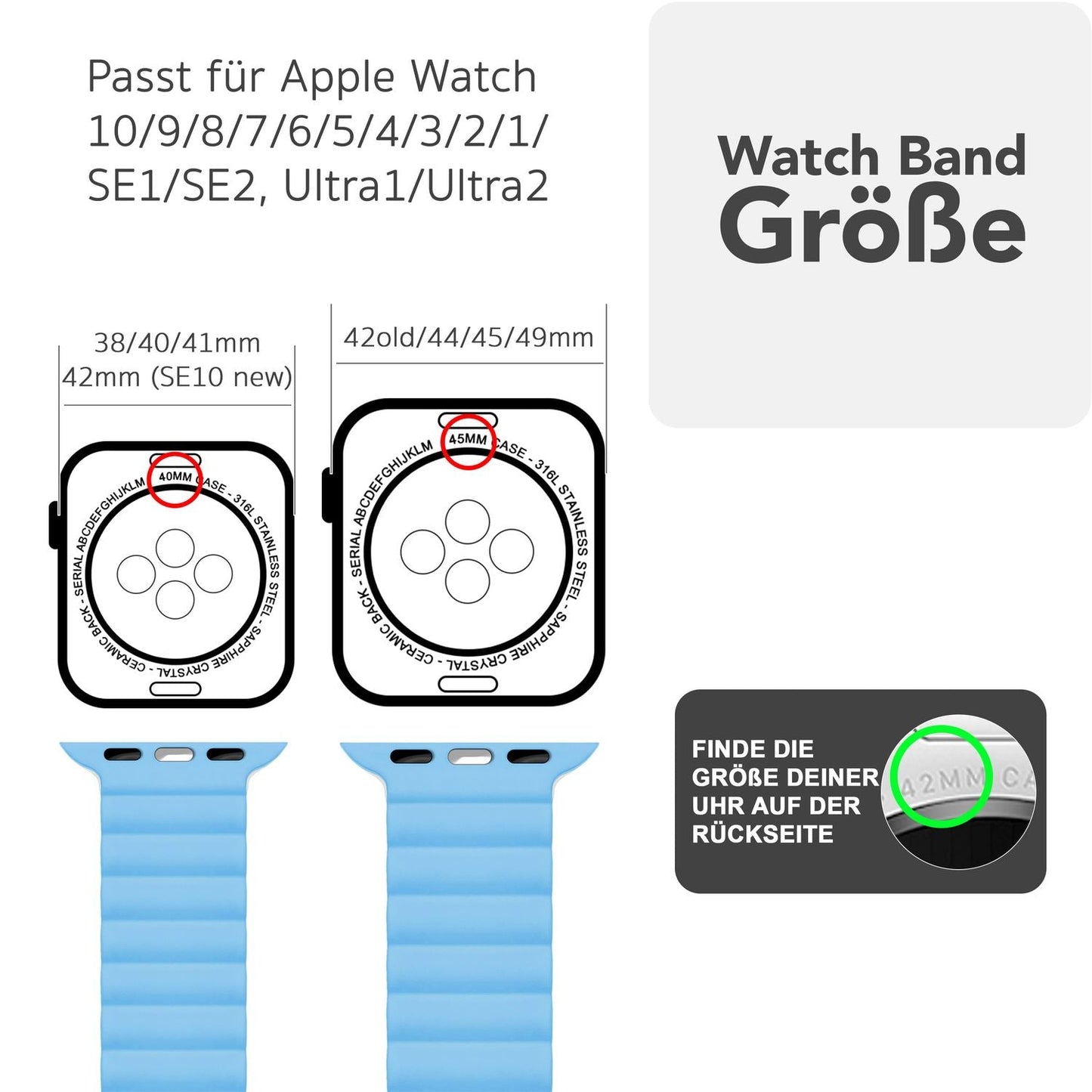 NALIA Core Magnet Armband kompatibel mit Apple Watch Series Ultra/SE/10/9/8/7/6/5/4/3/2/1 – 42/44/45/46/49mm, Atmungsaktives Silikon Loop, Sportarmband mit Rillendesign