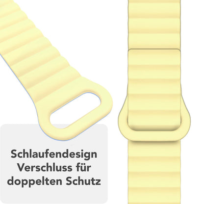 NALIA Core Magnet Armband kompatibel mit Apple Watch Series Ultra/SE/10/9/8/7/6/5/4/3/2/1 – 42/44/45/46/49mm, Atmungsaktives Silikon Loop, Sportarmband mit Rillendesign