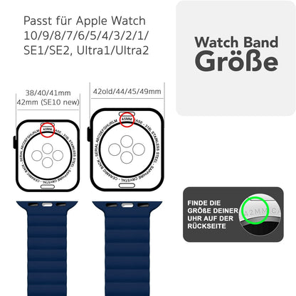 NALIA Core Magnet Armband kompatibel mit Apple Watch Series Ultra/SE/10/9/8/7/6/5/4/3/2/1 – 42/44/45/46/49mm, Atmungsaktives Silikon Loop, Sportarmband mit Rillendesign