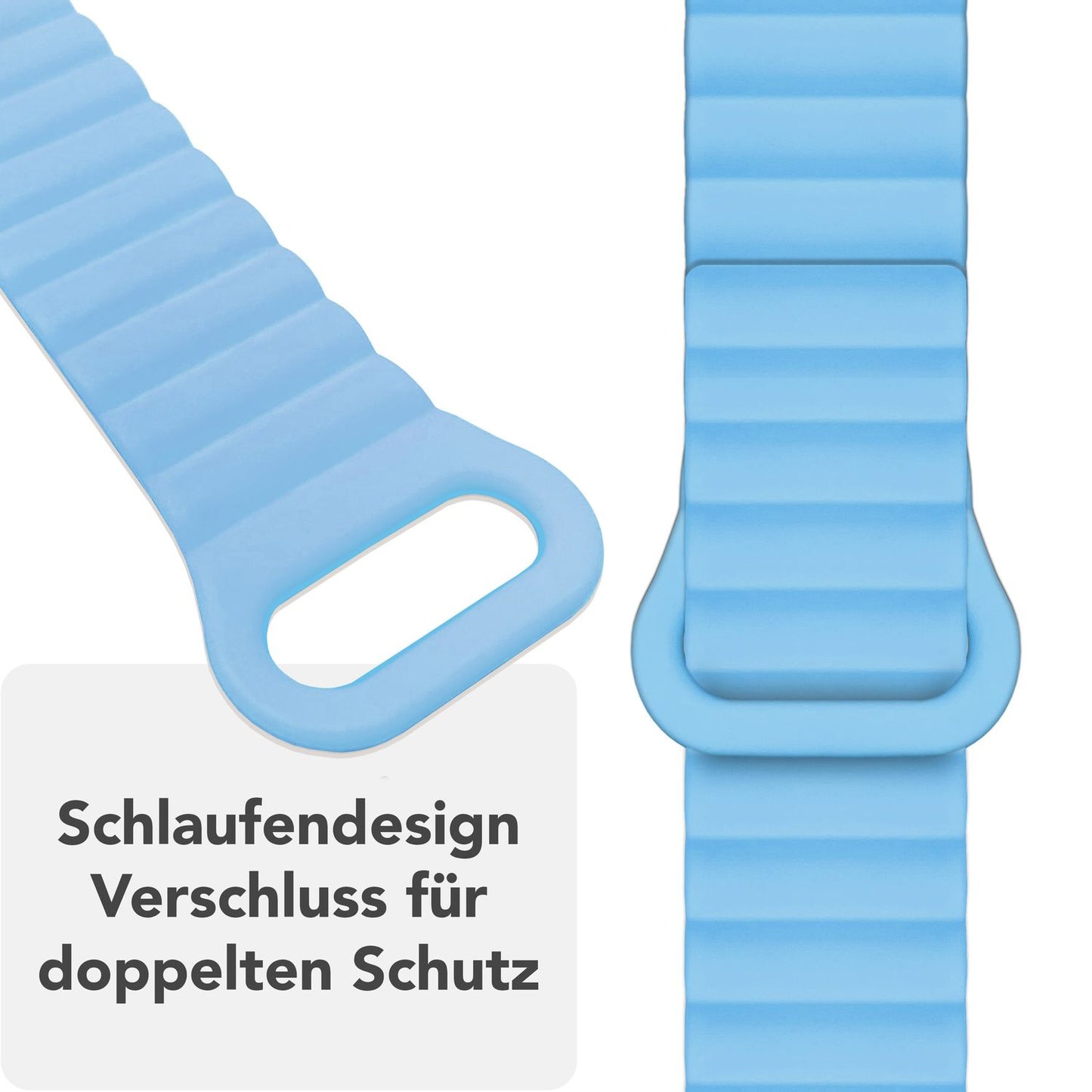 NALIA Core Magnet Armband kompatibel mit Apple Watch Series Ultra/SE/10/9/8/7/6/5/4/3/2/1 – 42/44/45/46/49mm, Atmungsaktives Silikon Loop, Sportarmband mit Rillendesign