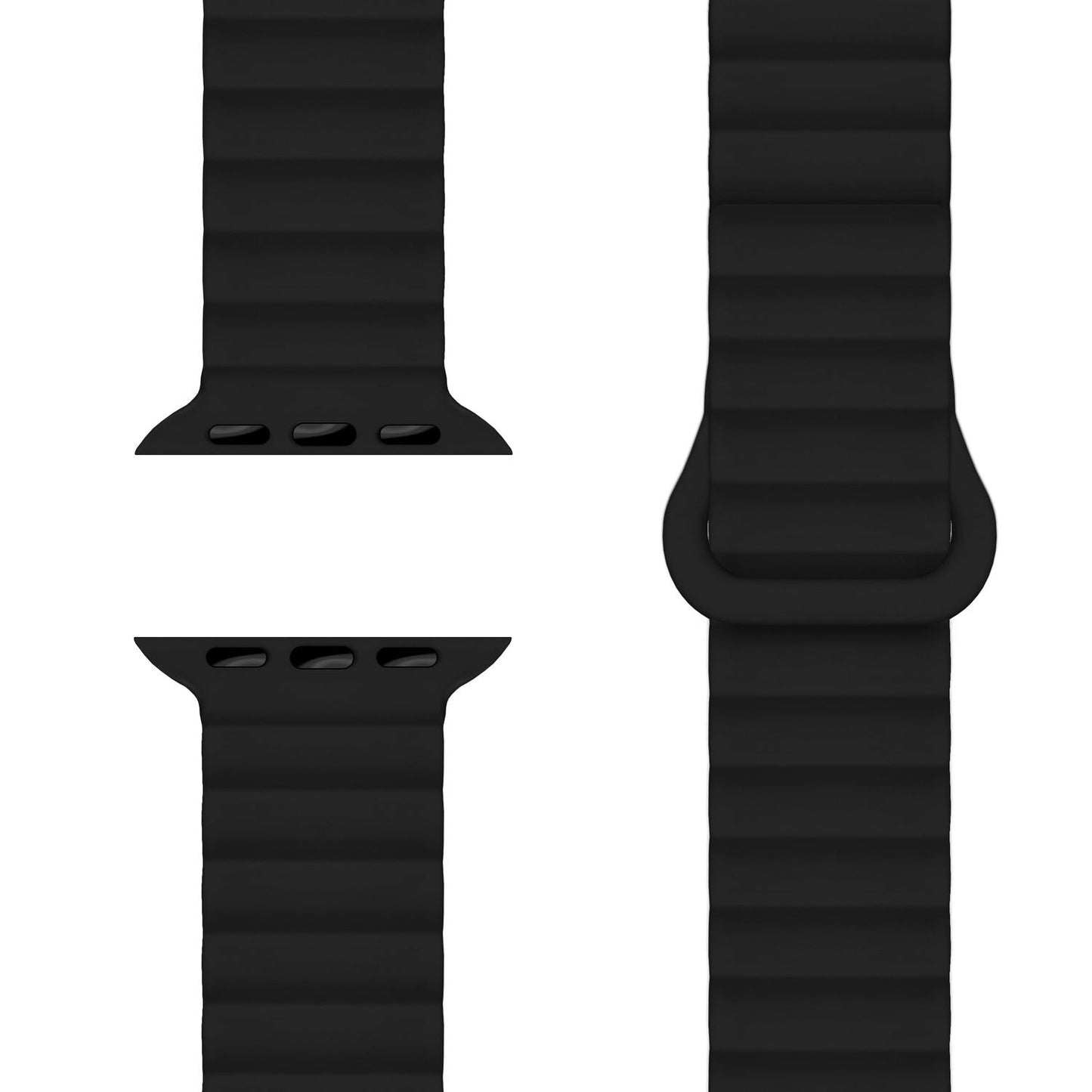 NALIA Core Magnet Armband kompatibel mit Apple Watch Series Ultra/SE/10/9/8/7/6/5/4/3/2/1 – 42/44/45/46/49mm, Atmungsaktives Silikon Loop, Sportarmband mit Rillendesign