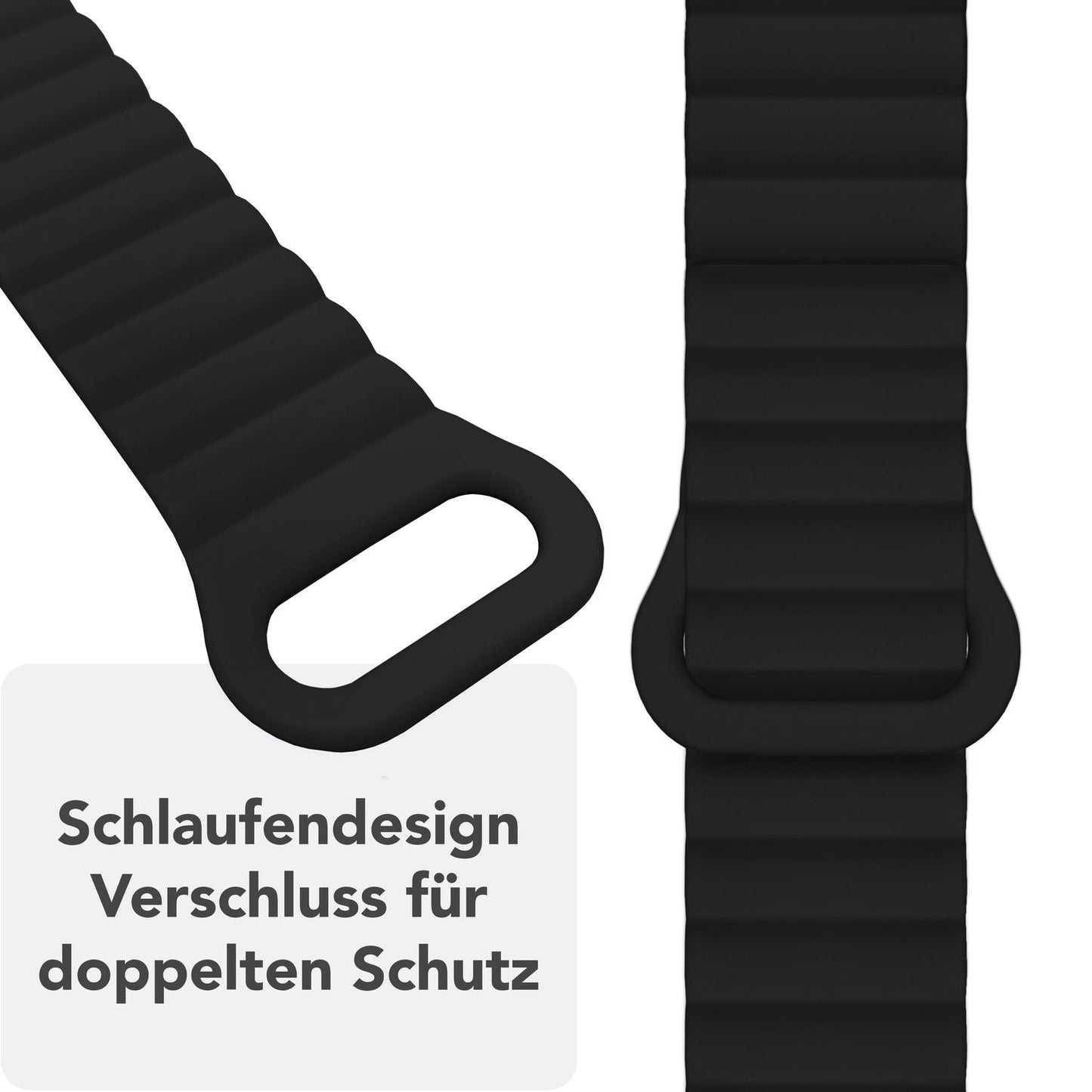 NALIA Core Magnet Armband kompatibel mit Apple Watch Series Ultra/SE/10/9/8/7/6/5/4/3/2/1 – 42/44/45/46/49mm, Atmungsaktives Silikon Loop, Sportarmband mit Rillendesign