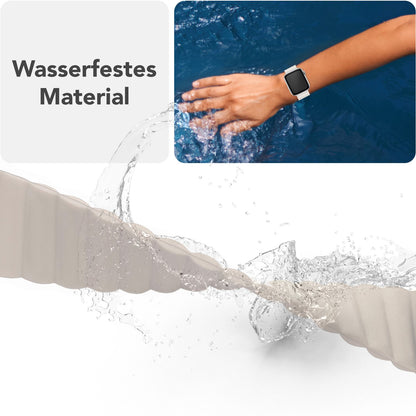 NALIA Core Magnet Armband kompatibel mit Apple Watch Series Ultra/SE/10/9/8/7/6/5/4/3/2/1 – 42/44/45/46/49mm, Atmungsaktives Silikon Loop, Sportarmband mit Rillendesign
