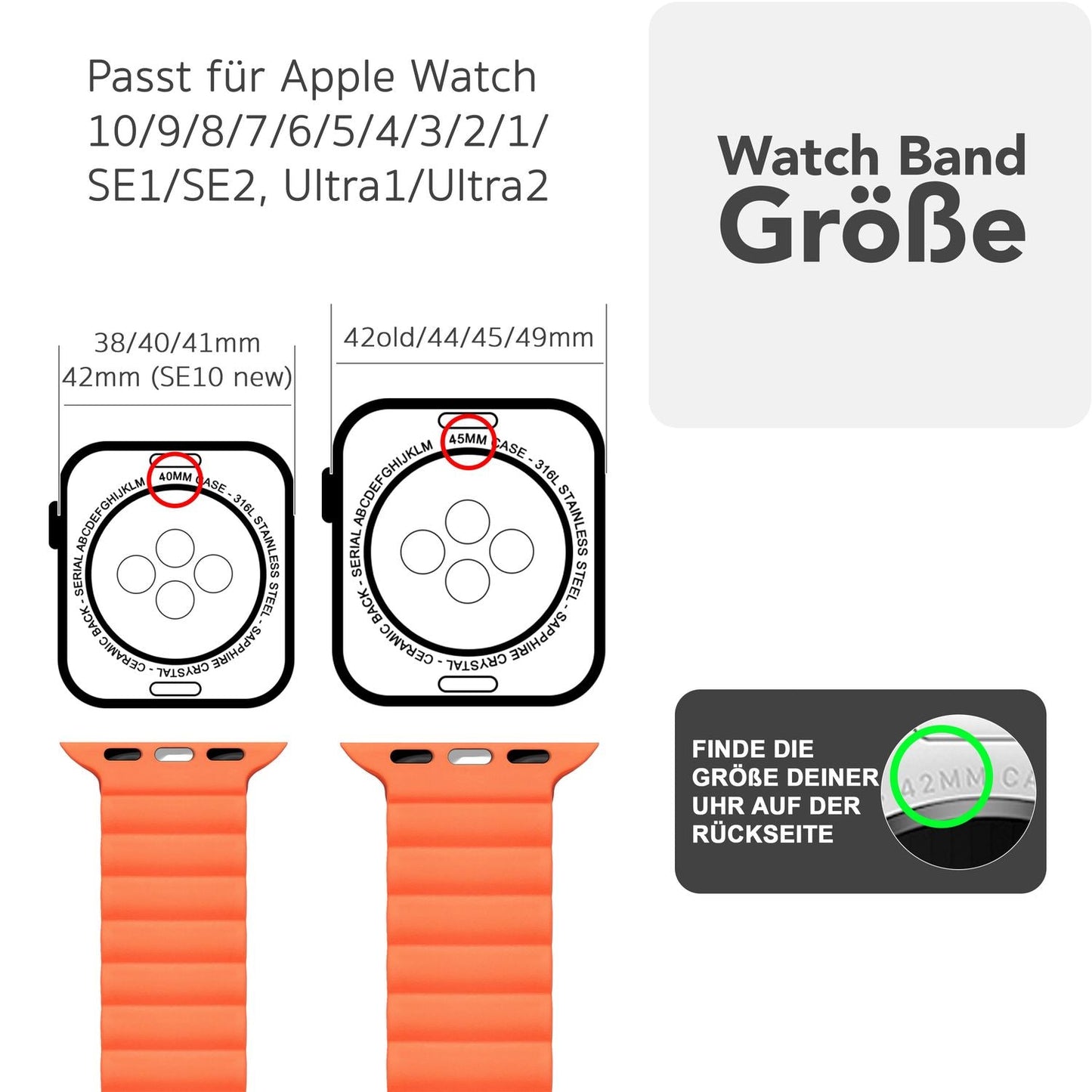 NALIA Core Magnet Armband kompatibel mit Apple Watch Series Ultra/SE/10/9/8/7/6/5/4/3/2/1 – 42/44/45/46/49mm, Atmungsaktives Silikon Loop, Sportarmband mit Rillendesign