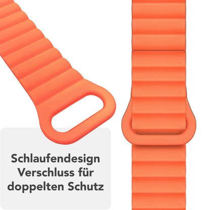 NALIA Core Magnet Armband kompatibel mit Apple Watch Series Ultra/SE/10/9/8/7/6/5/4/3/2/1 – 42/44/45/46/49mm, Atmungsaktives Silikon Loop, Sportarmband mit Rillendesign