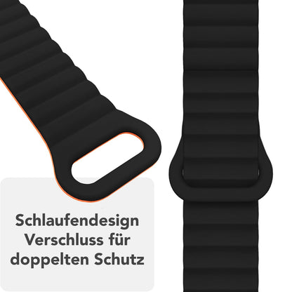NALIA Core Magnet Armband kompatibel mit Apple Watch Series Ultra/SE/10/9/8/7/6/5/4/3/2/1 – 42/44/45/46/49mm, Atmungsaktives Silikon Loop, Sportarmband mit Rillendesign