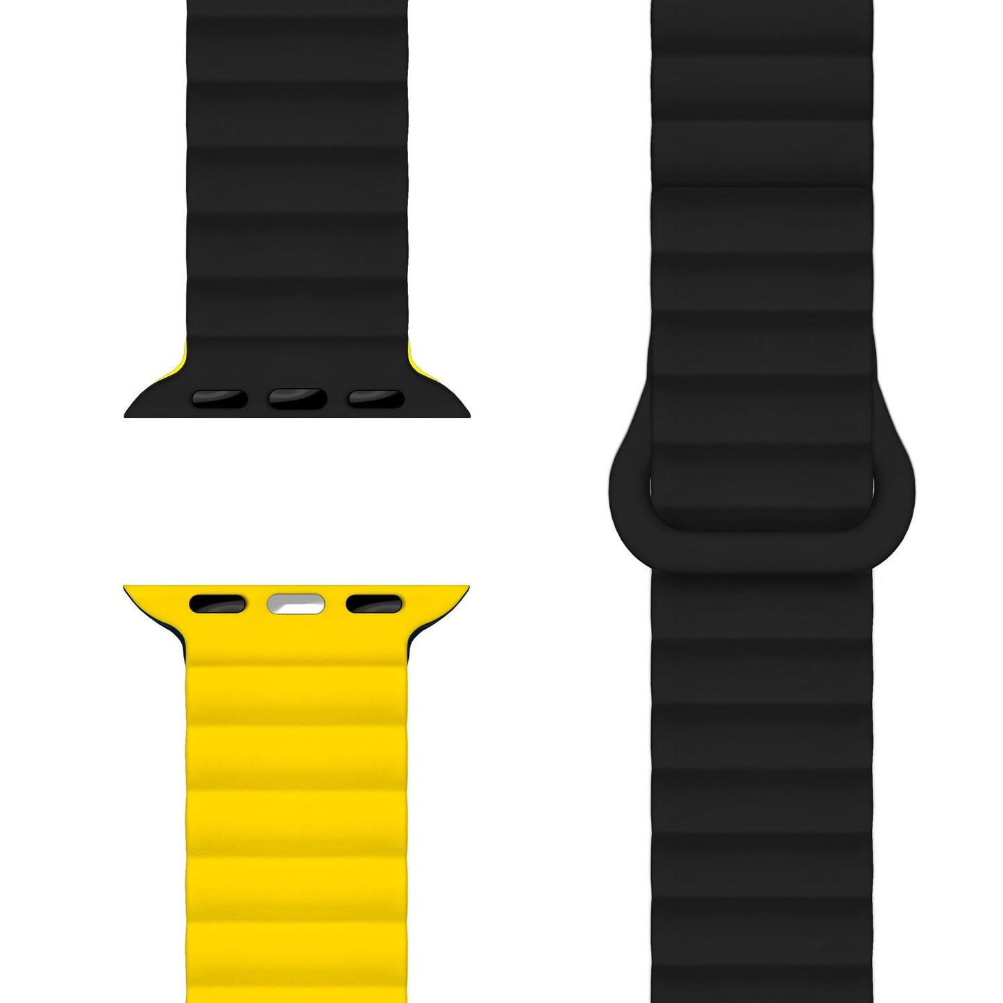 NALIA Core Magnet Armband kompatibel mit Apple Watch Series Ultra/SE/10/9/8/7/6/5/4/3/2/1 – 42/44/45/46/49mm, Atmungsaktives Silikon Loop, Sportarmband mit Rillendesign