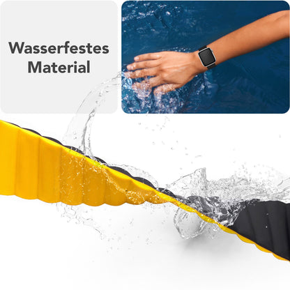 NALIA Core Magnet Armband kompatibel mit Apple Watch Series Ultra/SE/10/9/8/7/6/5/4/3/2/1 – 42/44/45/46/49mm, Atmungsaktives Silikon Loop, Sportarmband mit Rillendesign