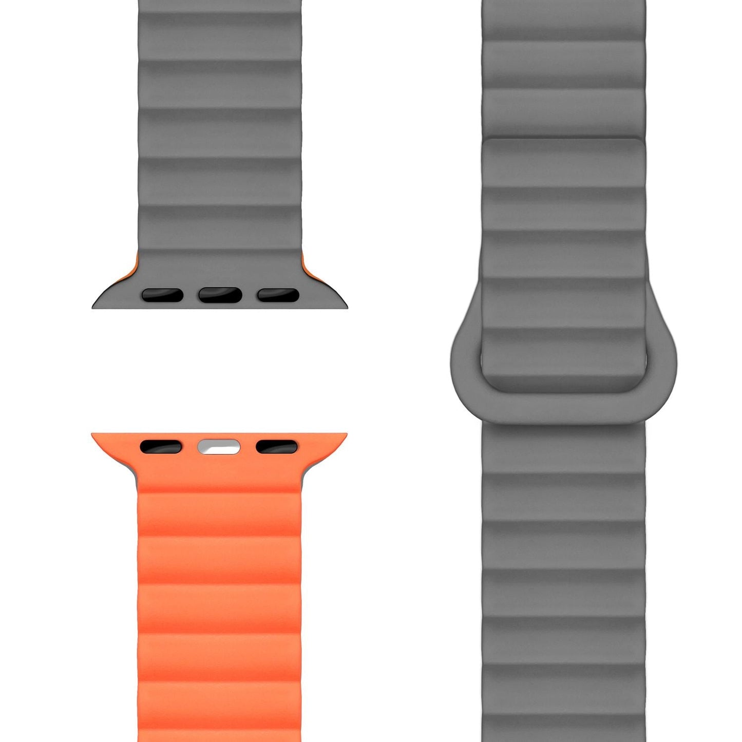 NALIA Core Magnet Armband kompatibel mit Apple Watch Series Ultra/SE/10/9/8/7/6/5/4/3/2/1 – 42/44/45/46/49mm, Atmungsaktives Silikon Loop, Sportarmband mit Rillendesign