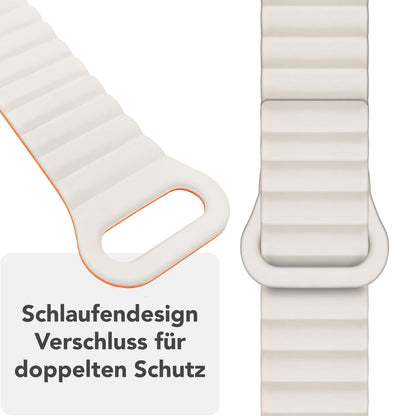 NALIA Core Magnet Armband kompatibel mit Apple Watch Series Ultra/SE/10/9/8/7/6/5/4/3/2/1 – 42/44/45/46/49mm, Atmungsaktives Silikon Loop, Sportarmband mit Rillendesign