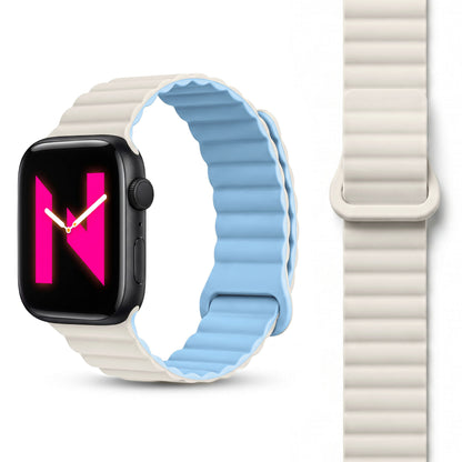 NALIA Core Magnet Armband kompatibel mit Apple Watch Series Ultra/SE/10/9/8/7/6/5/4/3/2/1 – 42/44/45/46/49mm, Atmungsaktives Silikon Loop, Sportarmband mit Rillendesign