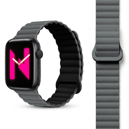 NALIA Core Magnet Armband kompatibel mit Apple Watch Series Ultra/SE/10/9/8/7/6/5/4/3/2/1 – 42/44/45/46/49mm, Atmungsaktives Silikon Loop, Sportarmband mit Rillendesign