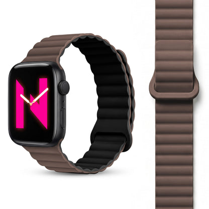 NALIA Core Magnet Armband kompatibel mit Apple Watch Series Ultra/SE/10/9/8/7/6/5/4/3/2/1 – 42/44/45/46/49mm, Atmungsaktives Silikon Loop, Sportarmband mit Rillendesign