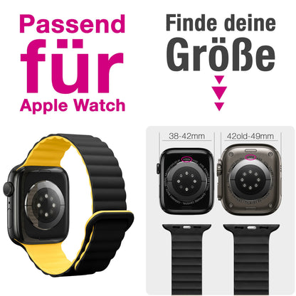 NALIA Core Magnet Armband kompatibel mit Apple Watch Series Ultra/SE/10/9/8/7/6/5/4/3/2/1 – 42/44/45/46/49mm, Atmungsaktives Silikon Loop, Sportarmband mit Rillendesign