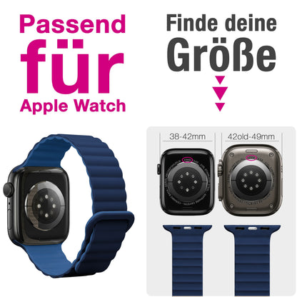 NALIA Core Magnet Armband kompatibel mit Apple Watch Series Ultra/SE/10/9/8/7/6/5/4/3/2/1 – 42/44/45/46/49mm, Atmungsaktives Silikon Loop, Sportarmband mit Rillendesign