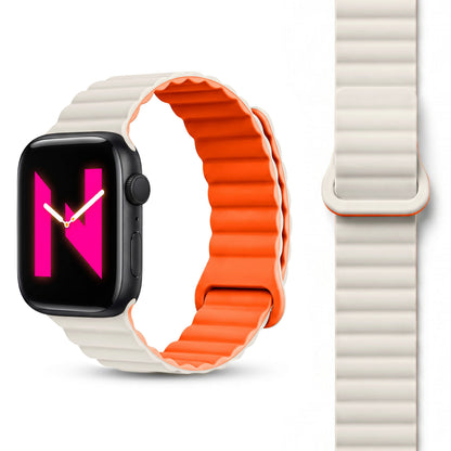 NALIA Core Magnet Armband kompatibel mit Apple Watch Series Ultra/SE/10/9/8/7/6/5/4/3/2/1 – 42/44/45/46/49mm, Atmungsaktives Silikon Loop, Sportarmband mit Rillendesign