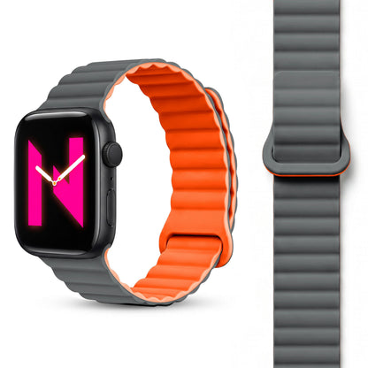 NALIA Core Magnet Armband kompatibel mit Apple Watch Series Ultra/SE/10/9/8/7/6/5/4/3/2/1 – 42/44/45/46/49mm, Atmungsaktives Silikon Loop, Sportarmband mit Rillendesign