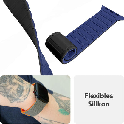 NALIA Nexus Magnet Armband kompatibel mit Apple Watch Armband Series SE/iWatch 10 9 8 7 6 5 4 3 2 1, 38/40/41/42mm, Silikon Loop mit Rillendesign, Sportarmband Magnetisch