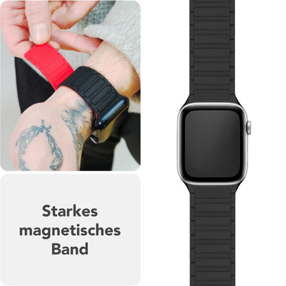 NALIA Nexus Magnet Armband kompatibel mit Apple Watch Armband Series SE/iWatch 10 9 8 7 6 5 4 3 2 1, 38/40/41/42mm, Silikon Loop mit Rillendesign, Sportarmband Magnetisch