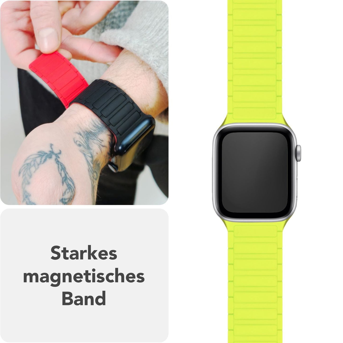 NALIA Nexus Magnet Armband kompatibel mit Apple Watch Armband Series SE/iWatch 10 9 8 7 6 5 4 3 2 1, 38/40/41/42mm, Silikon Loop mit Rillendesign, Sportarmband Magnetisch