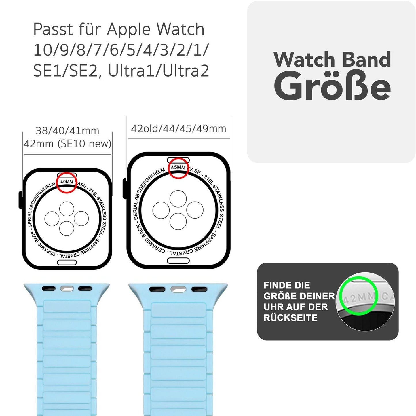 NALIA Nexus Magnet Armband kompatibel mit Apple Watch Armband Series SE/iWatch 10 9 8 7 6 5 4 3 2 1, 38/40/41/42mm, Silikon Loop mit Rillendesign, Sportarmband Magnetisch