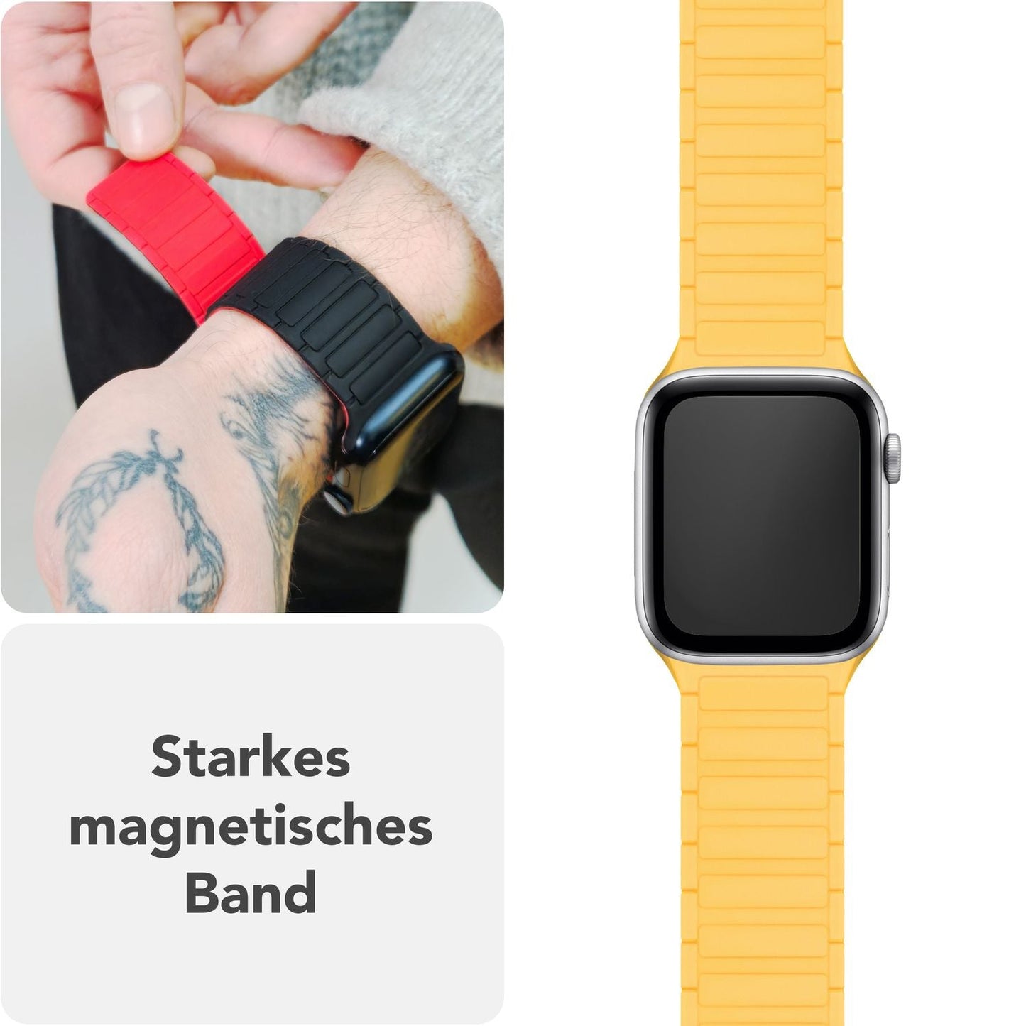 NALIA Nexus Magnet Armband kompatibel mit Apple Watch Armband Series SE/iWatch 10 9 8 7 6 5 4 3 2 1, 38/40/41/42mm, Silikon Loop mit Rillendesign, Sportarmband Magnetisch