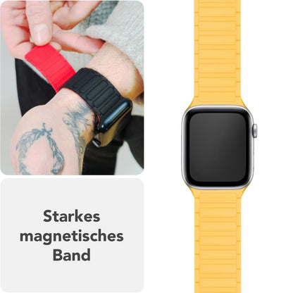 NALIA Nexus Magnet Armband kompatibel mit Apple Watch Armband Series SE/iWatch 10 9 8 7 6 5 4 3 2 1, 38/40/41/42mm, Silikon Loop mit Rillendesign, Sportarmband Magnetisch