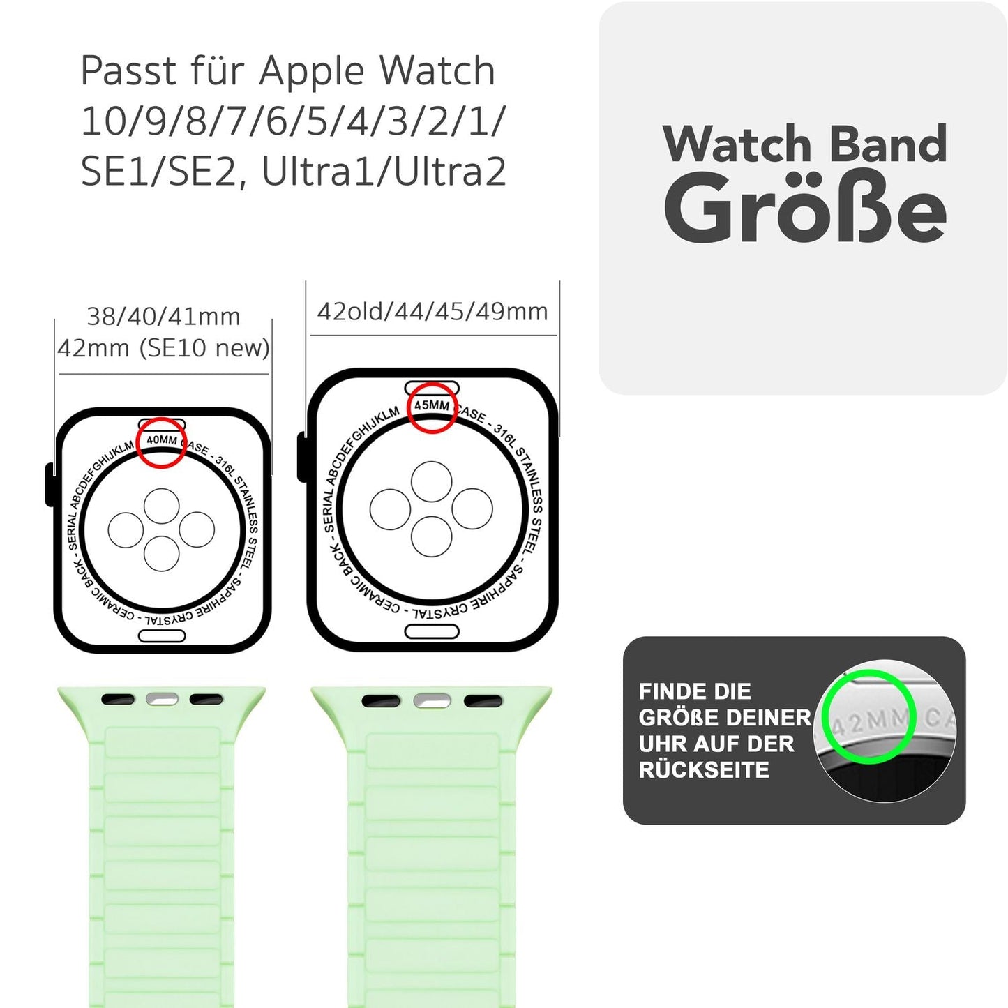 NALIA Nexus Magnet Armband kompatibel mit Apple Watch Armband Series SE/iWatch 10 9 8 7 6 5 4 3 2 1, 38/40/41/42mm, Silikon Loop mit Rillendesign, Sportarmband Magnetisch