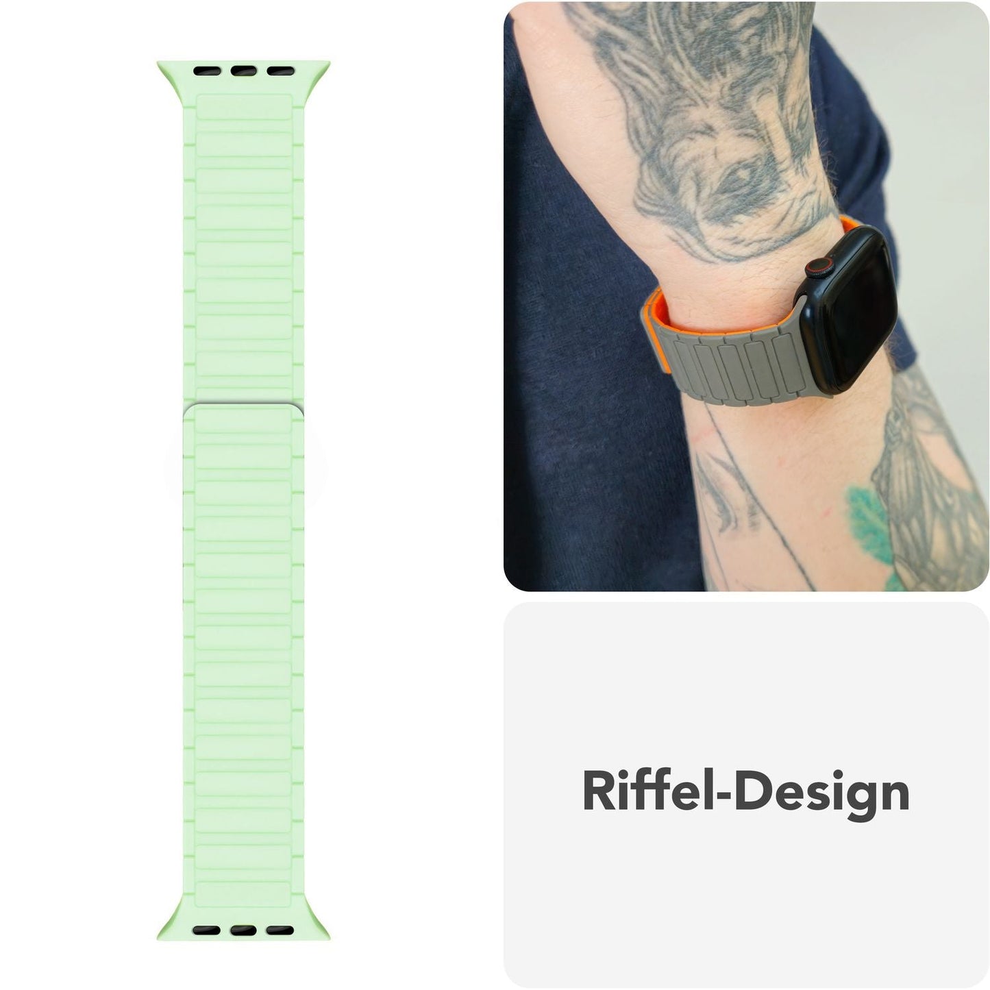 NALIA Nexus Magnet Armband kompatibel mit Apple Watch Armband Series SE/iWatch 10 9 8 7 6 5 4 3 2 1, 38/40/41/42mm, Silikon Loop mit Rillendesign, Sportarmband Magnetisch