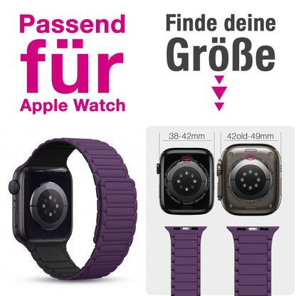 NALIA Nexus Magnet Armband kompatibel mit Apple Watch Armband Series SE/iWatch 10 9 8 7 6 5 4 3 2 1, 38/40/41/42mm, Silikon Loop mit Rillendesign, Sportarmband Magnetisch