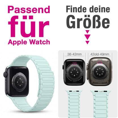 NALIA Nexus Magnet Armband kompatibel mit Apple Watch Armband Series SE/iWatch 10 9 8 7 6 5 4 3 2 1, 38/40/41/42mm, Silikon Loop mit Rillendesign, Sportarmband Magnetisch