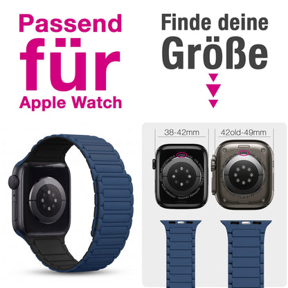 NALIA Nexus Magnet Armband kompatibel mit Apple Watch Armband Series SE/iWatch 10 9 8 7 6 5 4 3 2 1, 38/40/41/42mm, Silikon Loop mit Rillendesign, Sportarmband Magnetisch