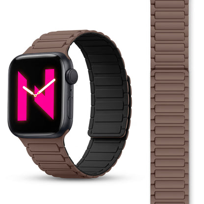 NALIA Nexus Magnet Armband kompatibel mit Apple Watch Armband Series SE/iWatch 10 9 8 7 6 5 4 3 2 1, 38/40/41/42mm, Silikon Loop mit Rillendesign, Sportarmband Magnetisch