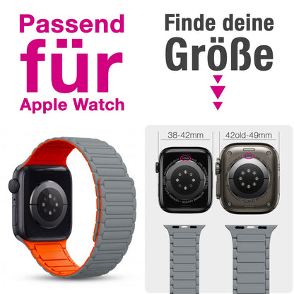 NALIA Nexus Magnet Armband kompatibel mit Apple Watch Armband Series SE/iWatch 10 9 8 7 6 5 4 3 2 1, 38/40/41/42mm, Silikon Loop mit Rillendesign, Sportarmband Magnetisch