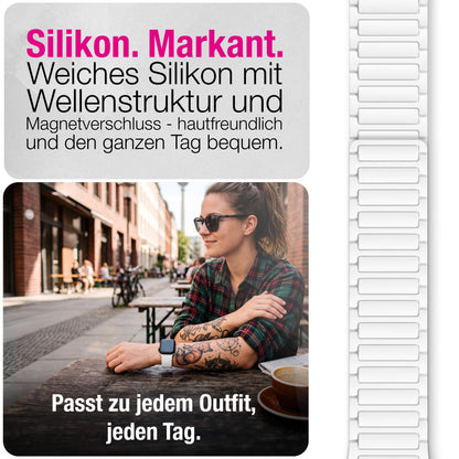 NALIA Nexus Magnet Armband kompatibel mit Apple Watch Armband Series SE/iWatch 10 9 8 7 6 5 4 3 2 1, 38/40/41/42mm, Silikon Loop mit Rillendesign, Sportarmband Magnetisch