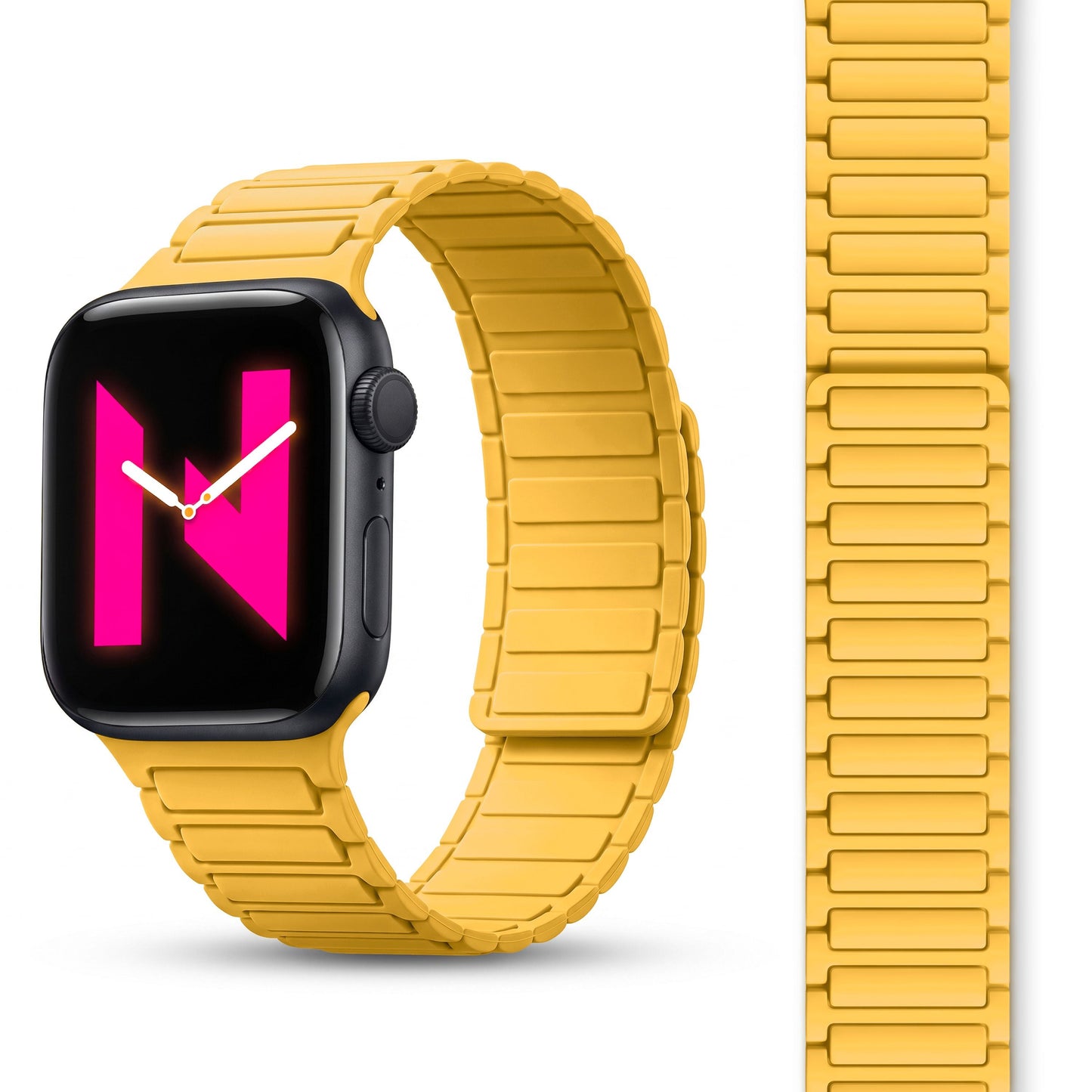 NALIA Nexus Magnet Armband kompatibel mit Apple Watch Armband Series SE/iWatch 10 9 8 7 6 5 4 3 2 1, 38/40/41/42mm, Silikon Loop mit Rillendesign, Sportarmband Magnetisch