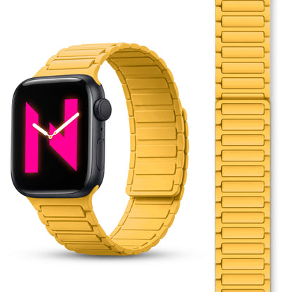 NALIA Nexus Magnet Armband kompatibel mit Apple Watch Armband Series SE/iWatch 10 9 8 7 6 5 4 3 2 1, 38/40/41/42mm, Silikon Loop mit Rillendesign, Sportarmband Magnetisch