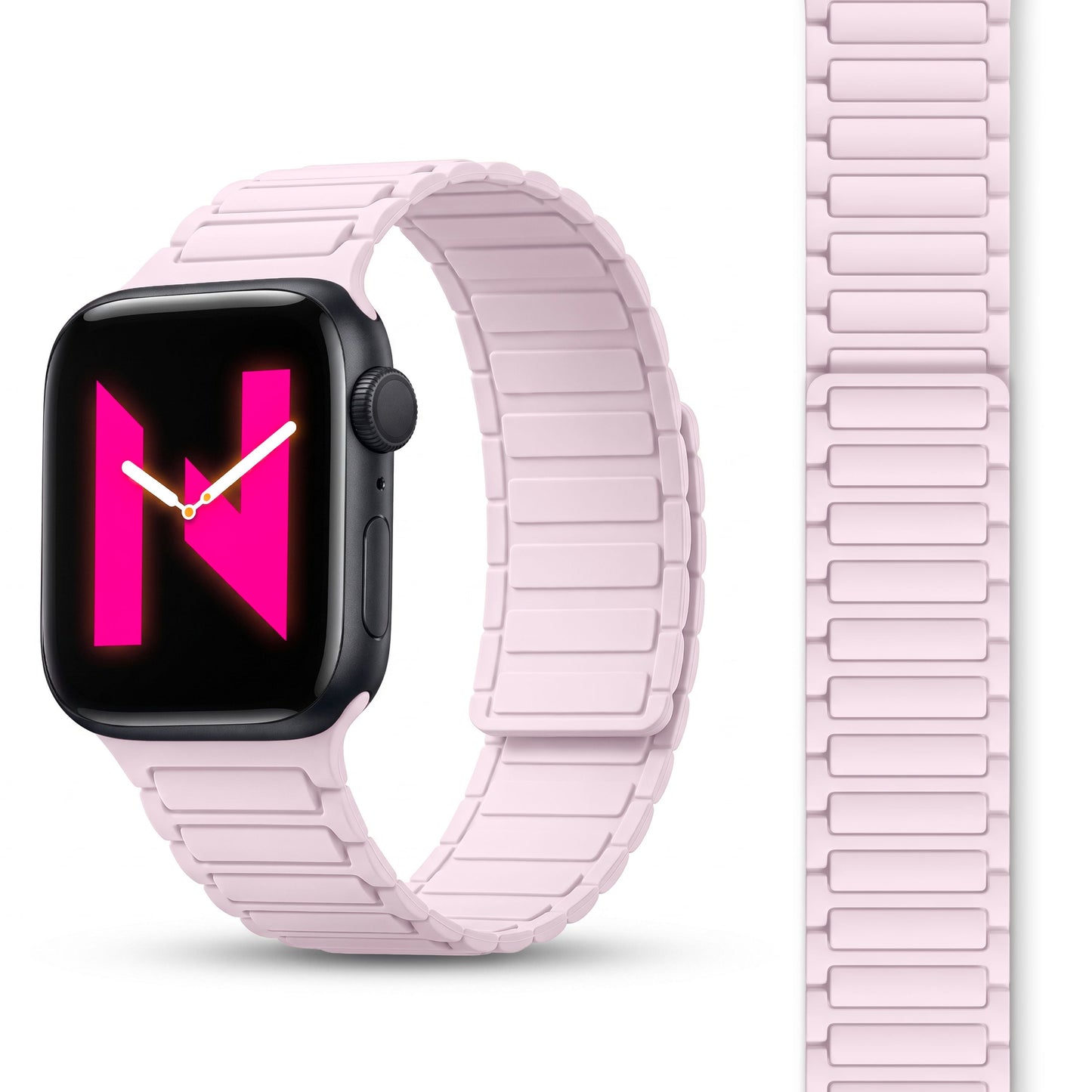 NALIA Nexus Magnet Armband kompatibel mit Apple Watch Armband Series SE/iWatch 10 9 8 7 6 5 4 3 2 1, 38/40/41/42mm, Silikon Loop mit Rillendesign, Sportarmband Magnetisch