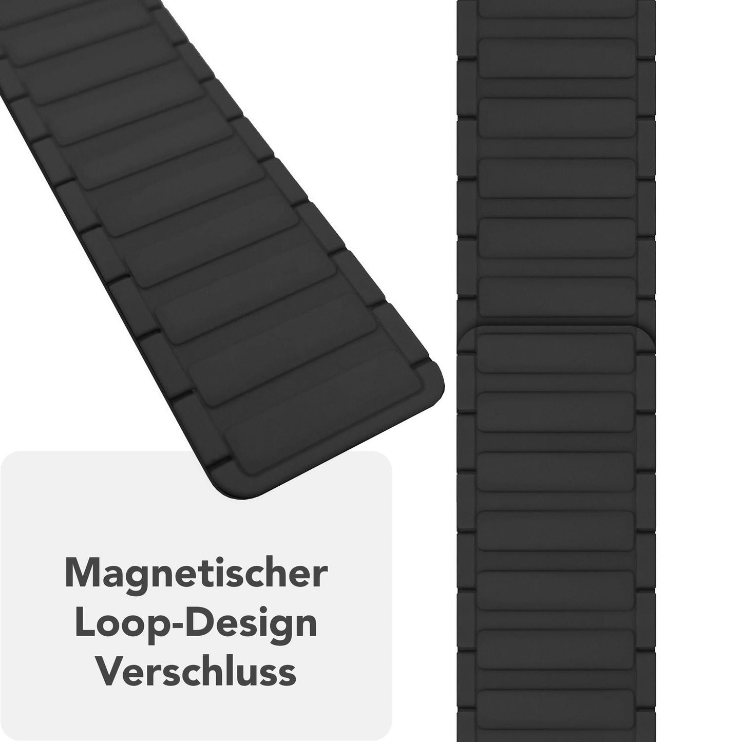 NALIA Nexus Magnet Armband kompatibel mit Apple Watch Armband Series Ultra/SE 10 9 8 7 6 5 4 3 2 1, 42/44/45/46/49mm, Silikon Loop mit Rillendesign, Sportarmband
