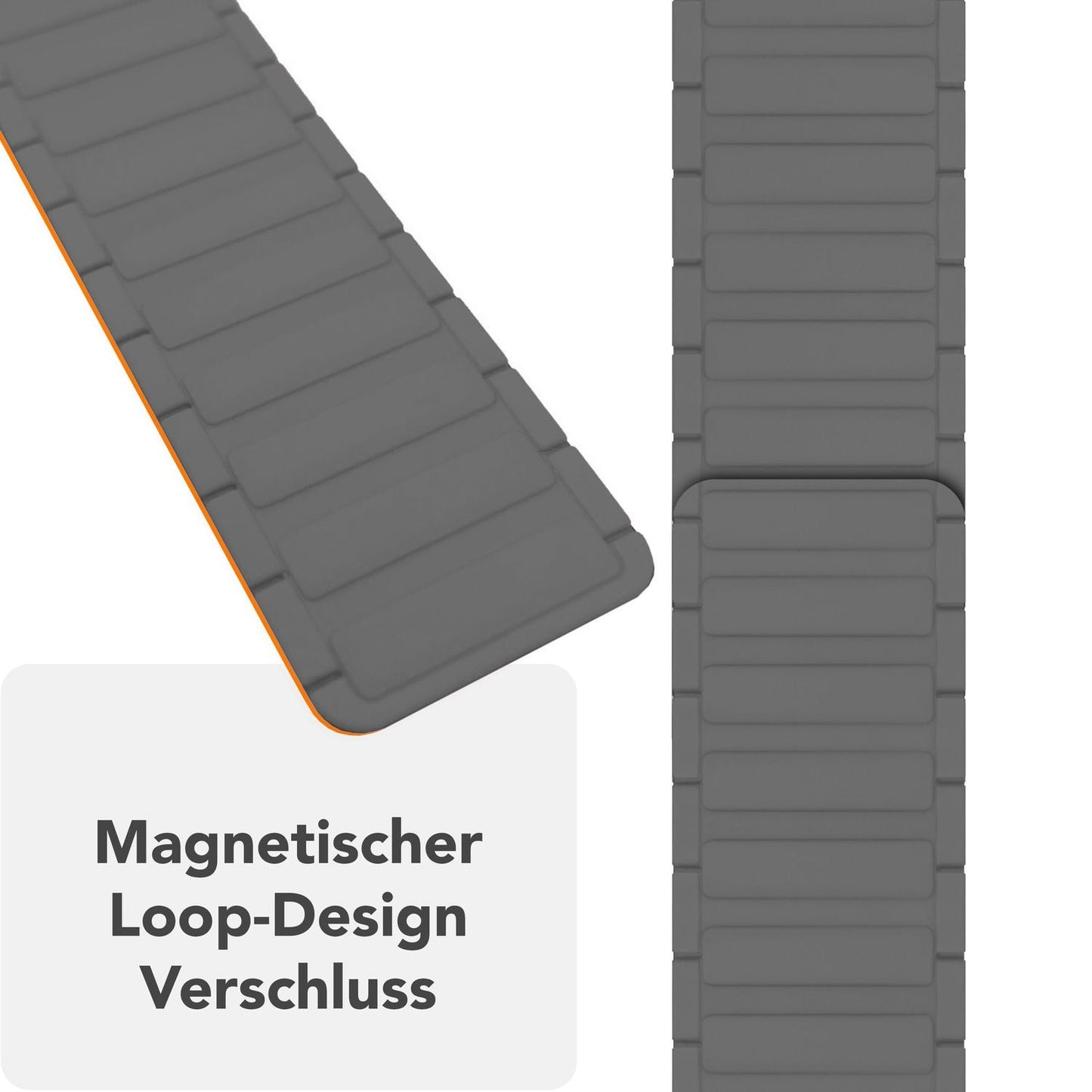 NALIA Nexus Magnet Armband kompatibel mit Apple Watch Armband Series Ultra/SE 10 9 8 7 6 5 4 3 2 1, 42/44/45/46/49mm, Silikon Loop mit Rillendesign, Sportarmband