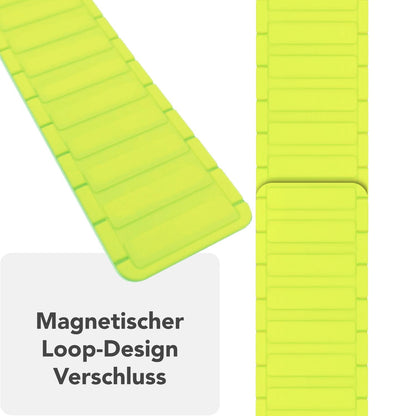 NALIA Nexus Magnet Armband kompatibel mit Apple Watch Armband Series Ultra/SE 10 9 8 7 6 5 4 3 2 1, 42/44/45/46/49mm, Silikon Loop mit Rillendesign, Sportarmband