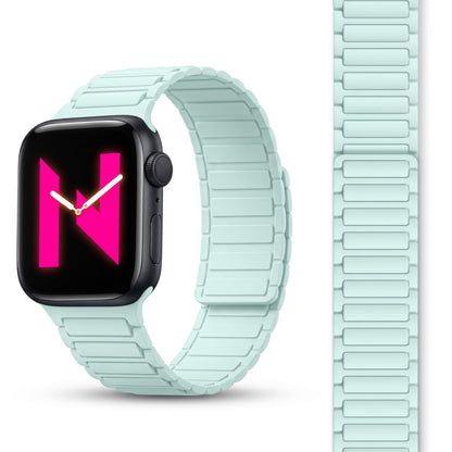 NALIA Nexus Magnet Armband kompatibel mit Apple Watch Armband Series Ultra/SE 10 9 8 7 6 5 4 3 2 1, 42/44/45/46/49mm, Silikon Loop mit Rillendesign, Sportarmband