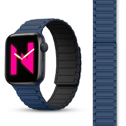 NALIA Nexus Magnet Armband kompatibel mit Apple Watch Armband Series Ultra/SE 10 9 8 7 6 5 4 3 2 1, 42/44/45/46/49mm, Silikon Loop mit Rillendesign, Sportarmband