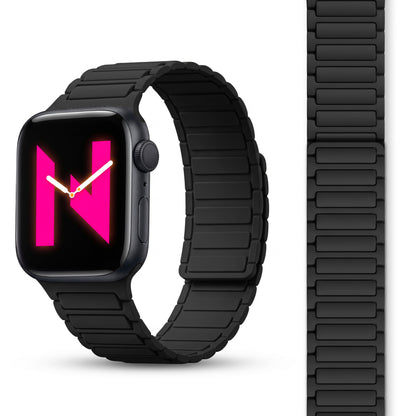 NALIA Nexus Magnet Armband kompatibel mit Apple Watch Armband Series Ultra/SE 10 9 8 7 6 5 4 3 2 1, 42/44/45/46/49mm, Silikon Loop mit Rillendesign, Sportarmband