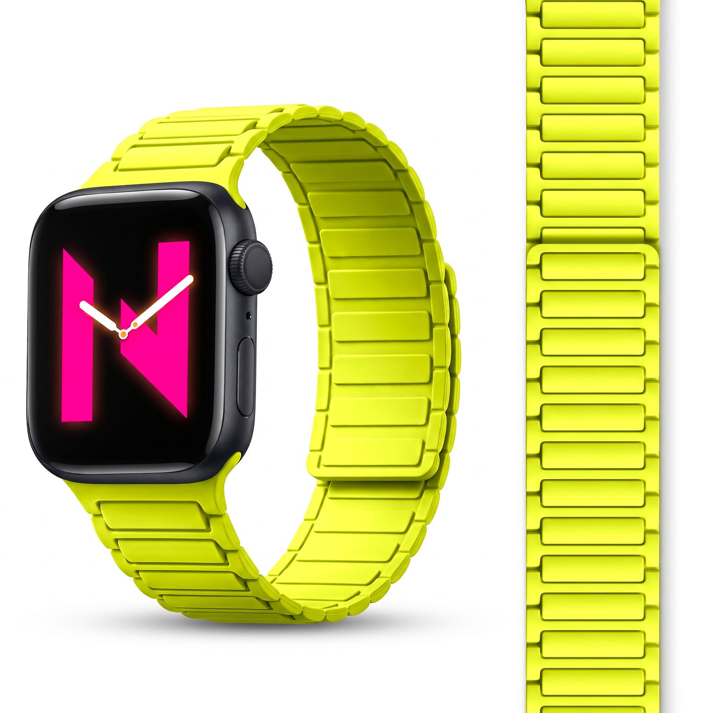 NALIA Nexus Magnet Armband kompatibel mit Apple Watch Armband Series Ultra/SE 10 9 8 7 6 5 4 3 2 1, 42/44/45/46/49mm, Silikon Loop mit Rillendesign, Sportarmband