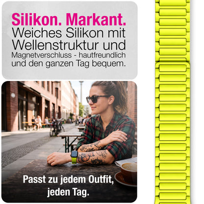 NALIA Nexus Magnet Armband kompatibel mit Apple Watch Armband Series Ultra/SE 10 9 8 7 6 5 4 3 2 1, 42/44/45/46/49mm, Silikon Loop mit Rillendesign, Sportarmband