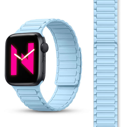 NALIA Nexus Magnet Armband kompatibel mit Apple Watch Armband Series Ultra/SE 10 9 8 7 6 5 4 3 2 1, 42/44/45/46/49mm, Silikon Loop mit Rillendesign, Sportarmband